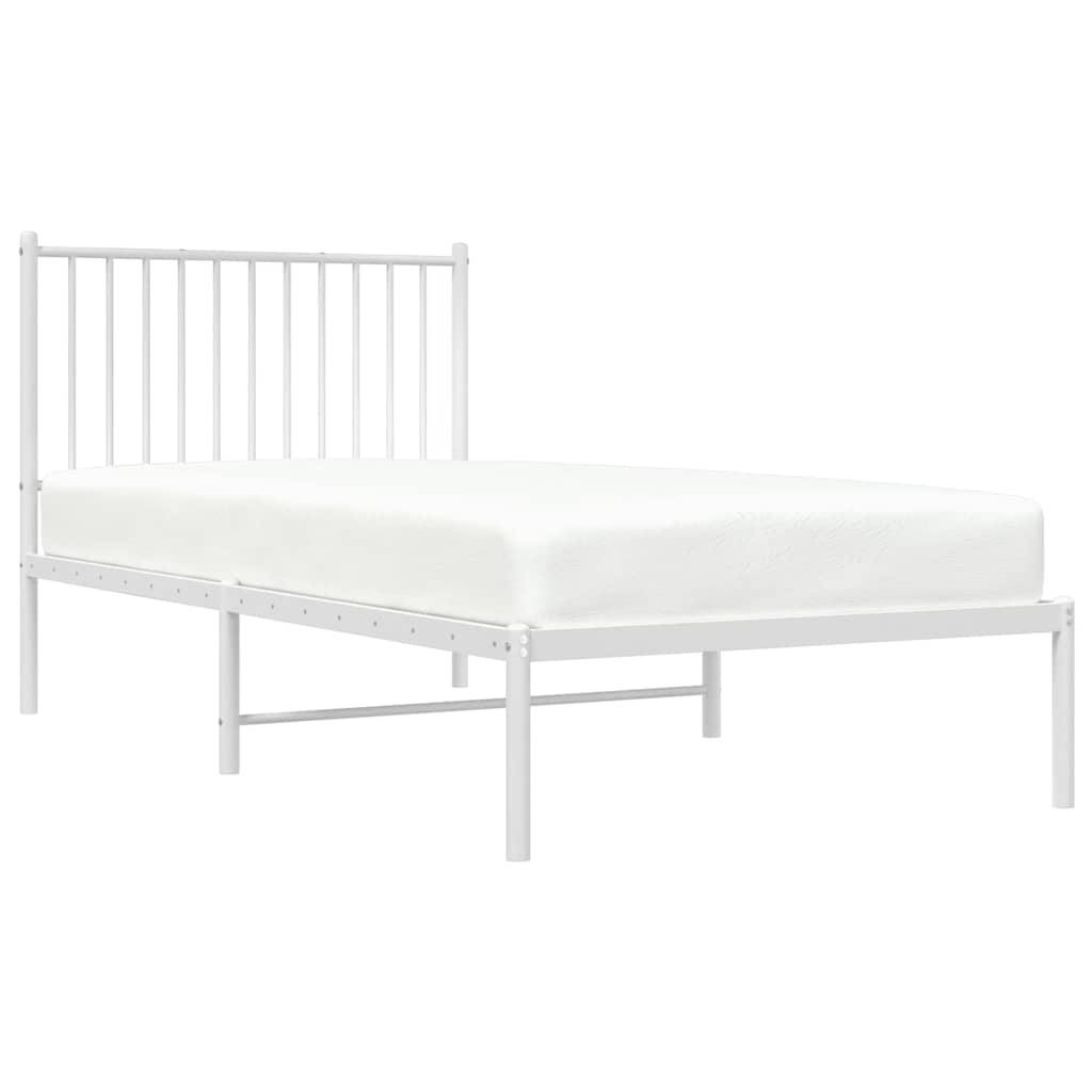 Estrutura de cama com cabeceira 90x190 cm metal branco