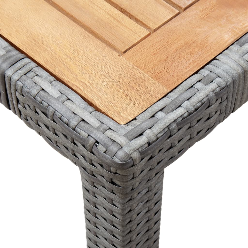 5 Pcs conjunto jantar exterior com almofadões vime PE cinzento