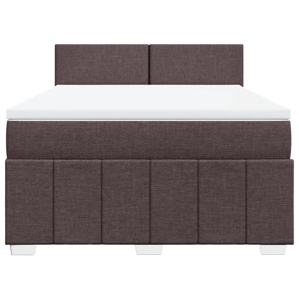 Cama com molas/colchão 160x200 cm tecido castanho-escuro