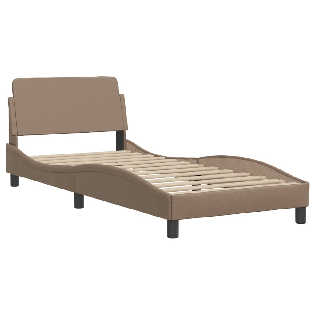 Estrutura de cama sem colchão zadar 90x200 cm couro artificial cor cappuccino