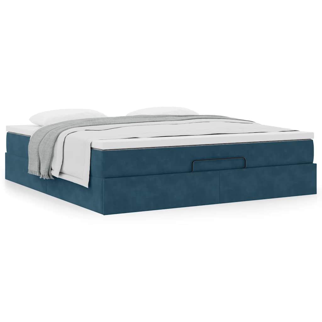 Estrutura de cama otomana com colchão 180x200 cm azul escuro