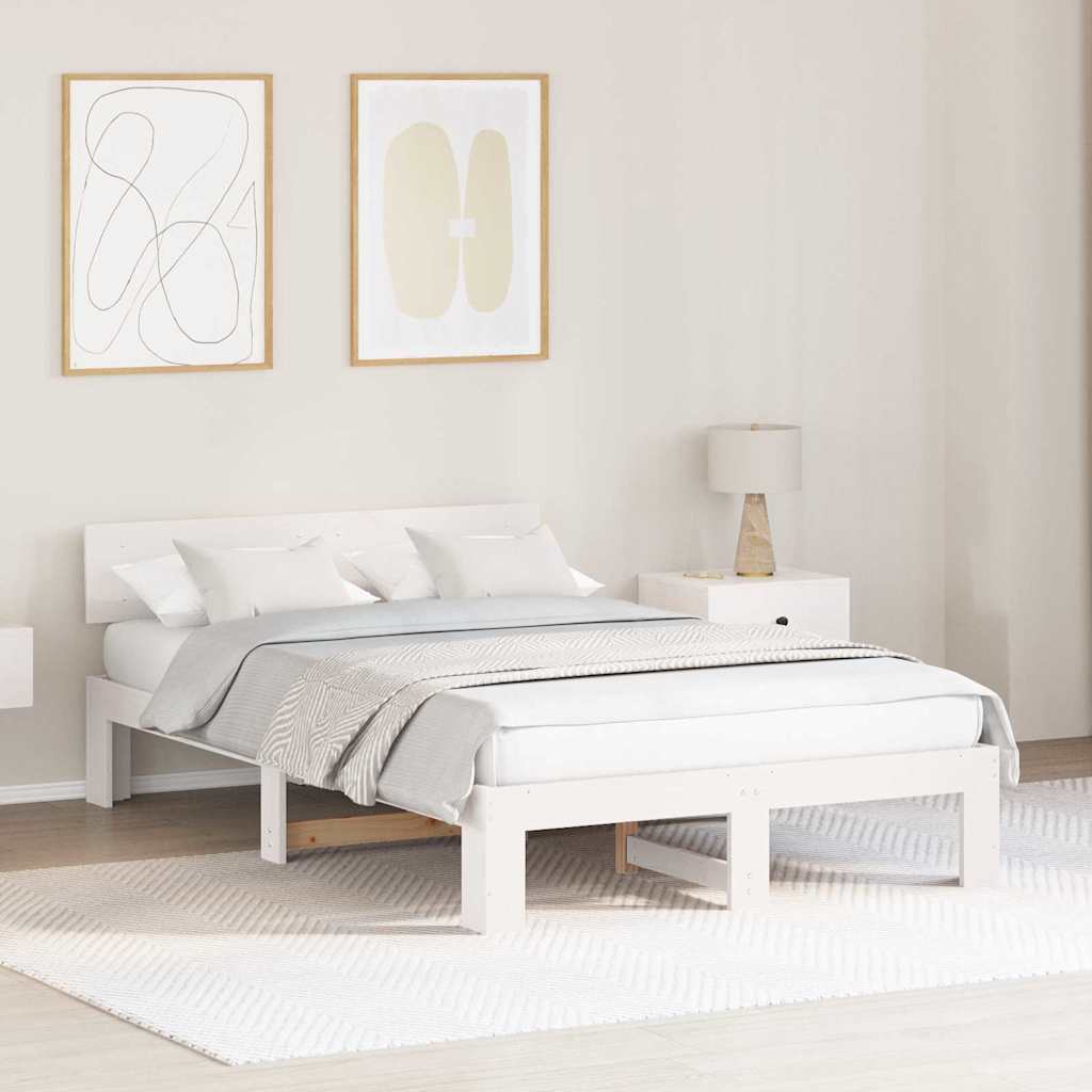 Estrutura da cama com cabeceira branco 135 x 190 cm