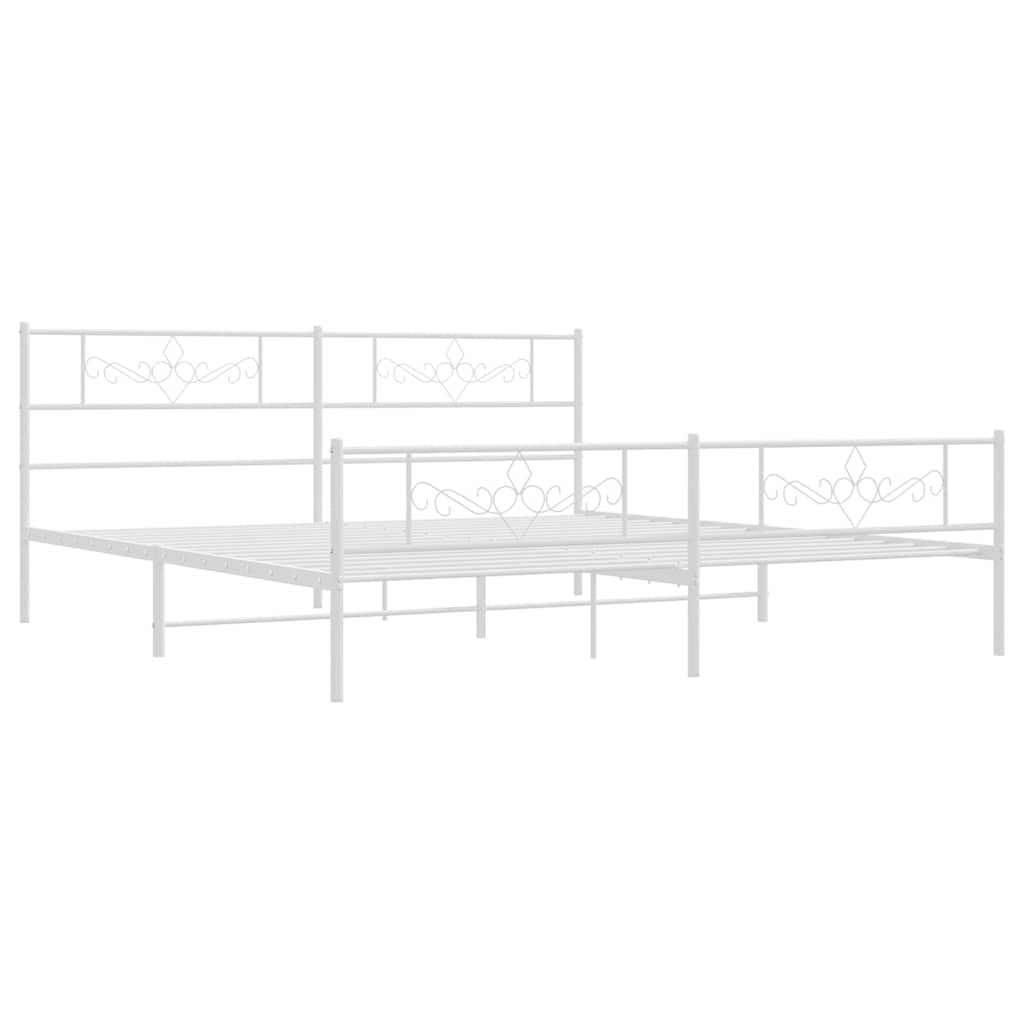Estrutura de cama com cabeceira e pés 193x203 cm metal branco