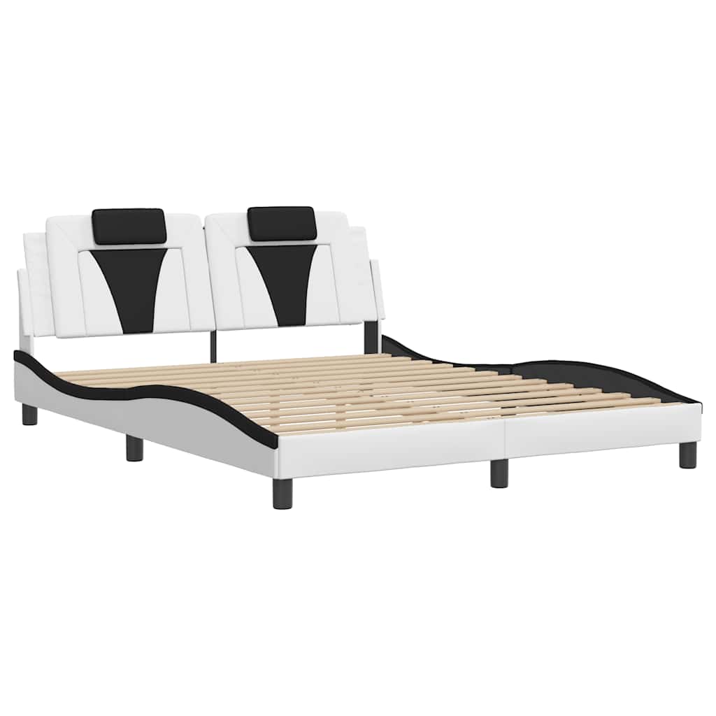 Estrutura de cama viana sem colchão 160x200 couro artif. branco/preto