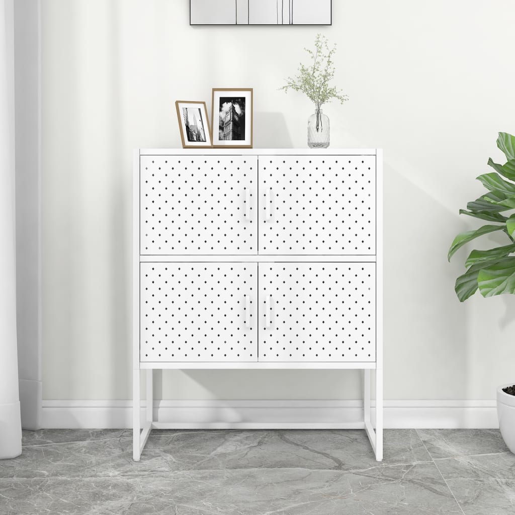 Aparador alto 80x35x100 cm aço branco