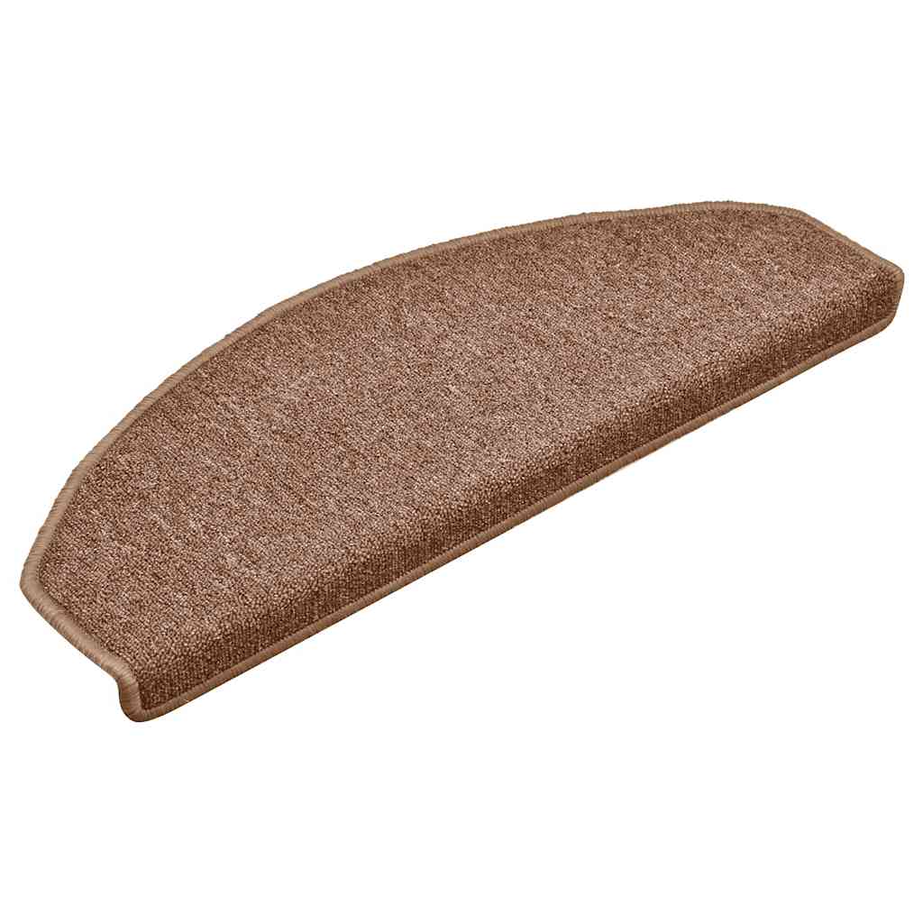 Tapetes de escada 15 peças 65x24x4 cm marrom semicircular grande