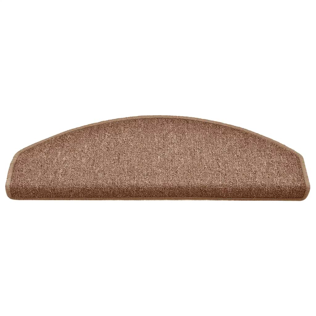 Tapetes de escada 15 peças 65x24x4 cm marrom semicircular grande