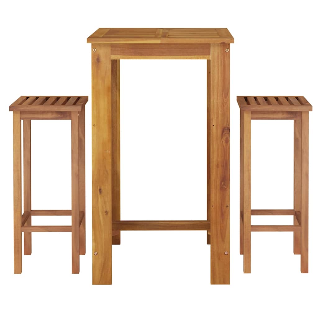 Conjunto de bar para jardim 3 pcs madeira de acácia maciça