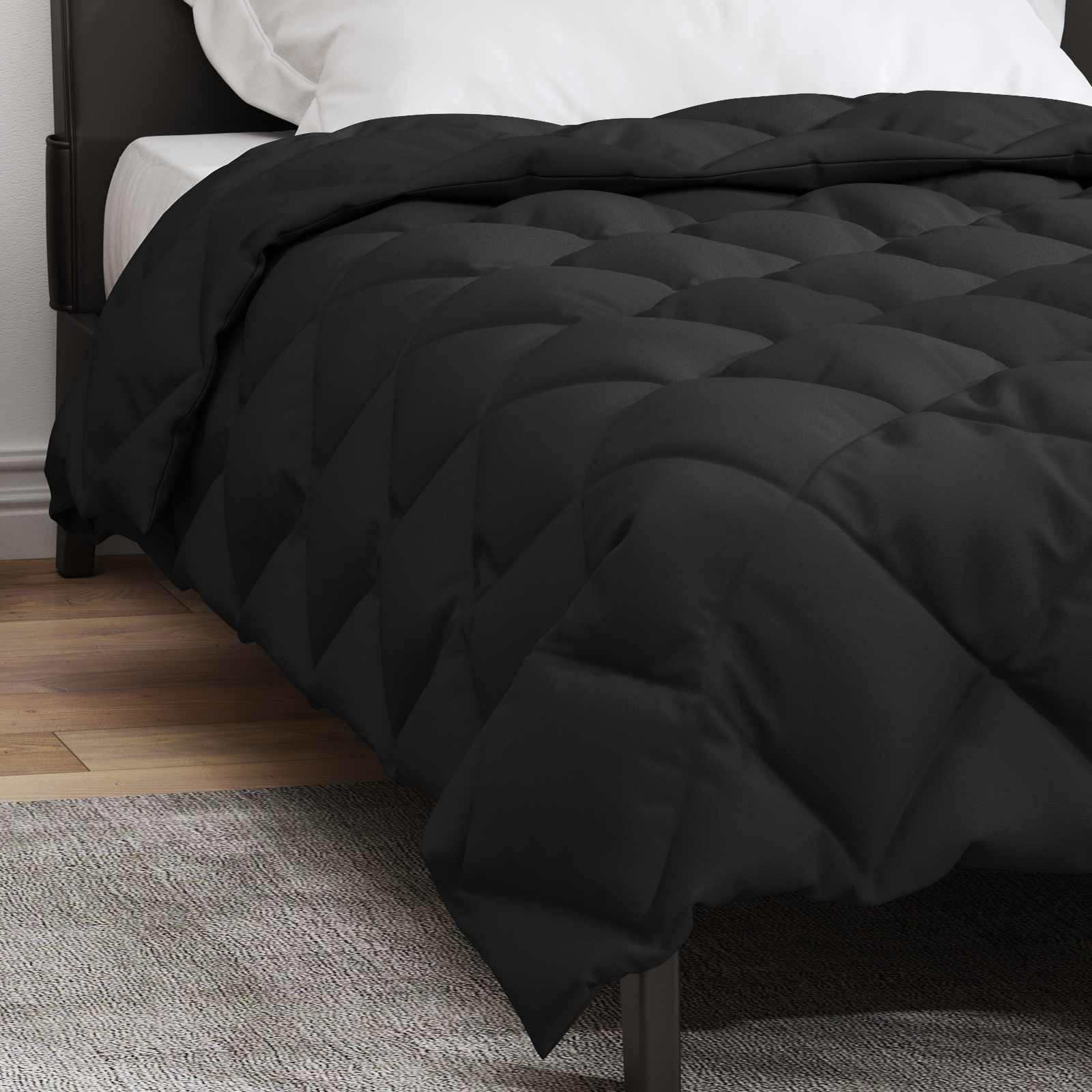 Edredom de inverno 135 x 220 cm 450 gsm preto