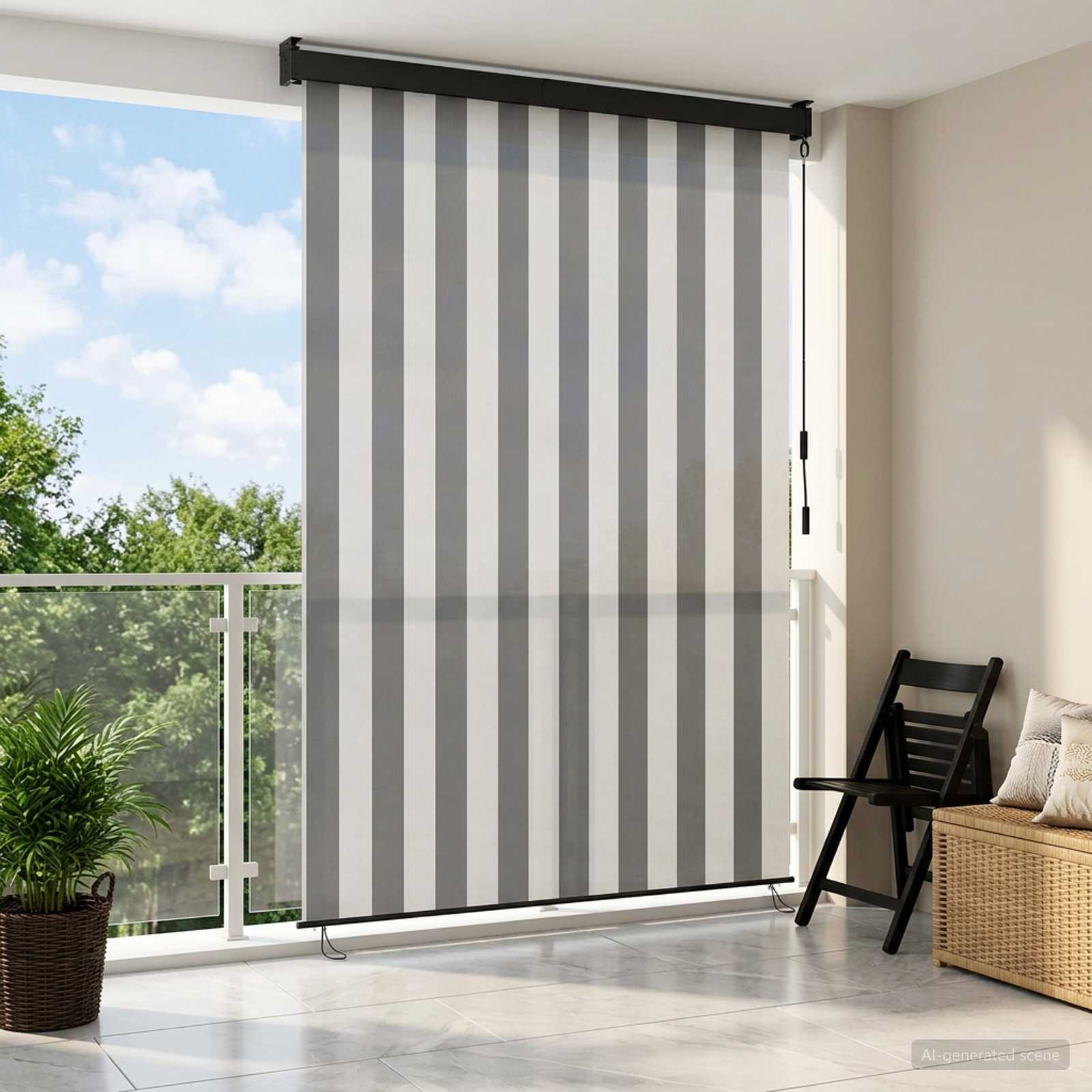 Estores de rolo antracite e branco 60 x 250 cm