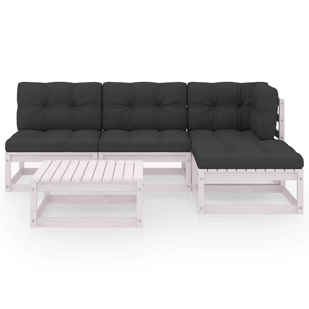 5 Pcs conjunto lounge de jardim c/ almofadões pinho maciço