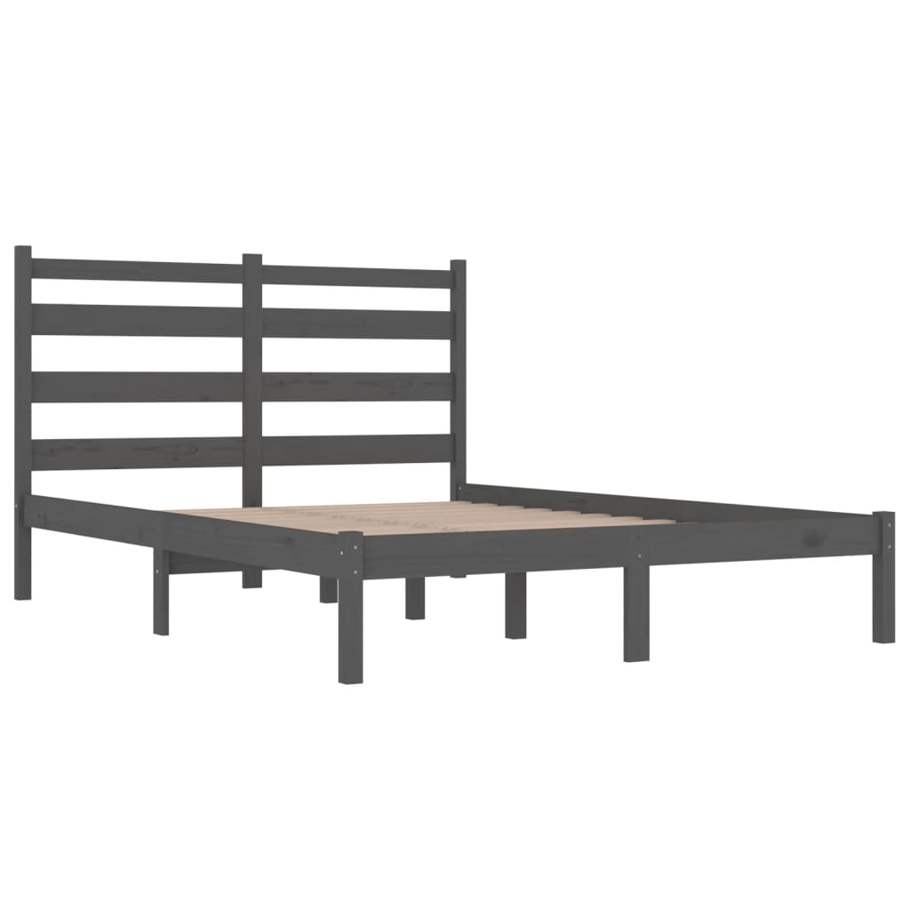 Estrutura de cama 200x200 cm pinho maciço cinzento