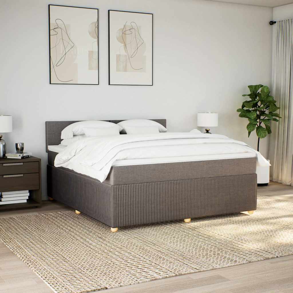 Cama com molas/colchão 180x200 cm tecido castanho-acinzentado