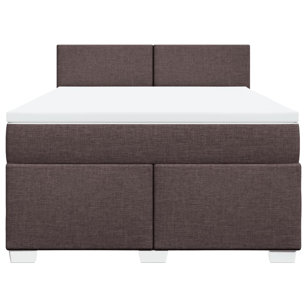Cama com molas/colchão 160x200 cm tecido castanho-escuro