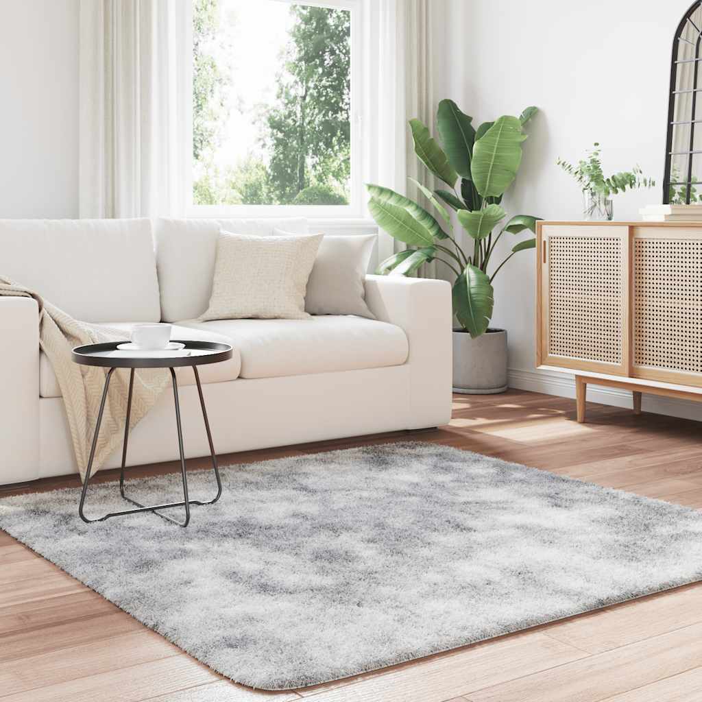 Tapete shaggy de pelo alto navarra 160x160 cm cinzento prateado