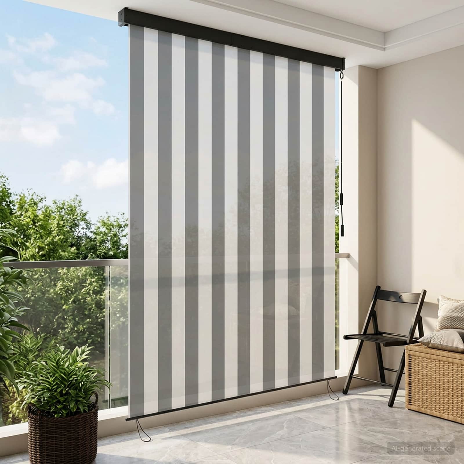 Estores de rolo antracite e branco 140 x 250 cm