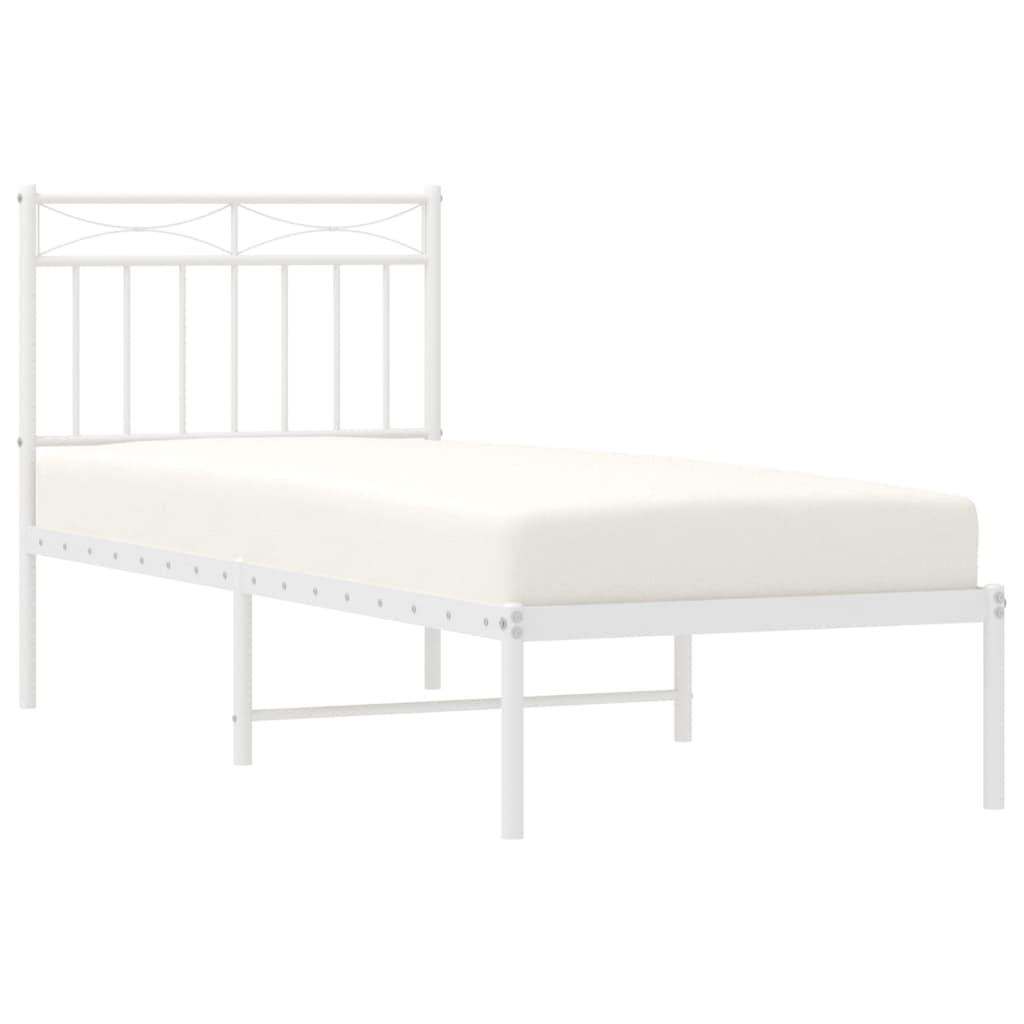 Estrutura de cama com cabeceira 80x200 cm metal branco