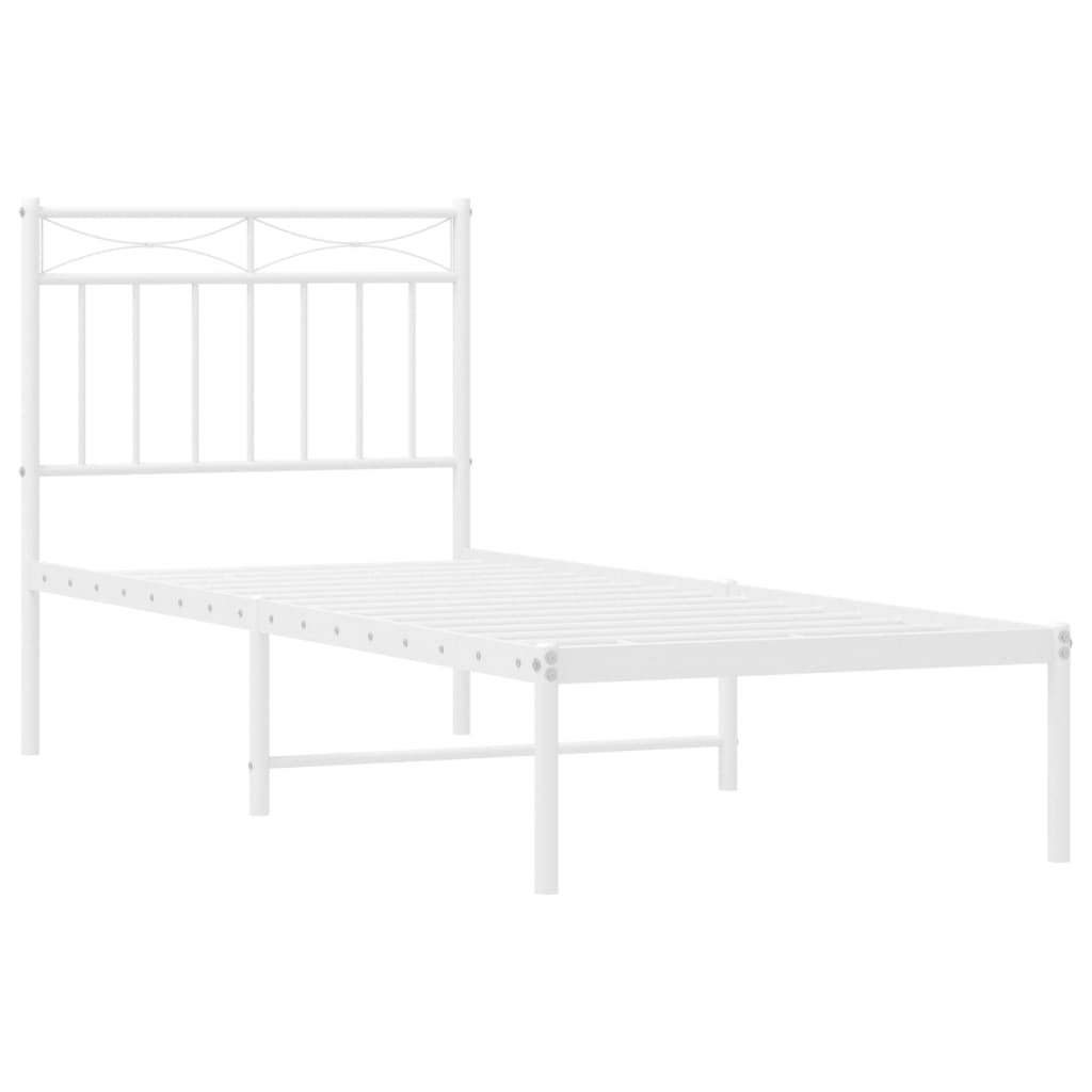 Estrutura de cama com cabeceira 80x200 cm metal branco