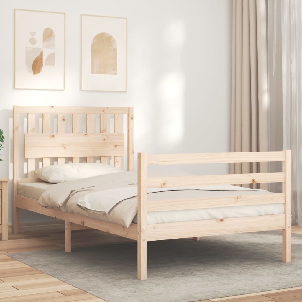 Estrutura de cama com cabeceira 100x200 cm madeira maciça