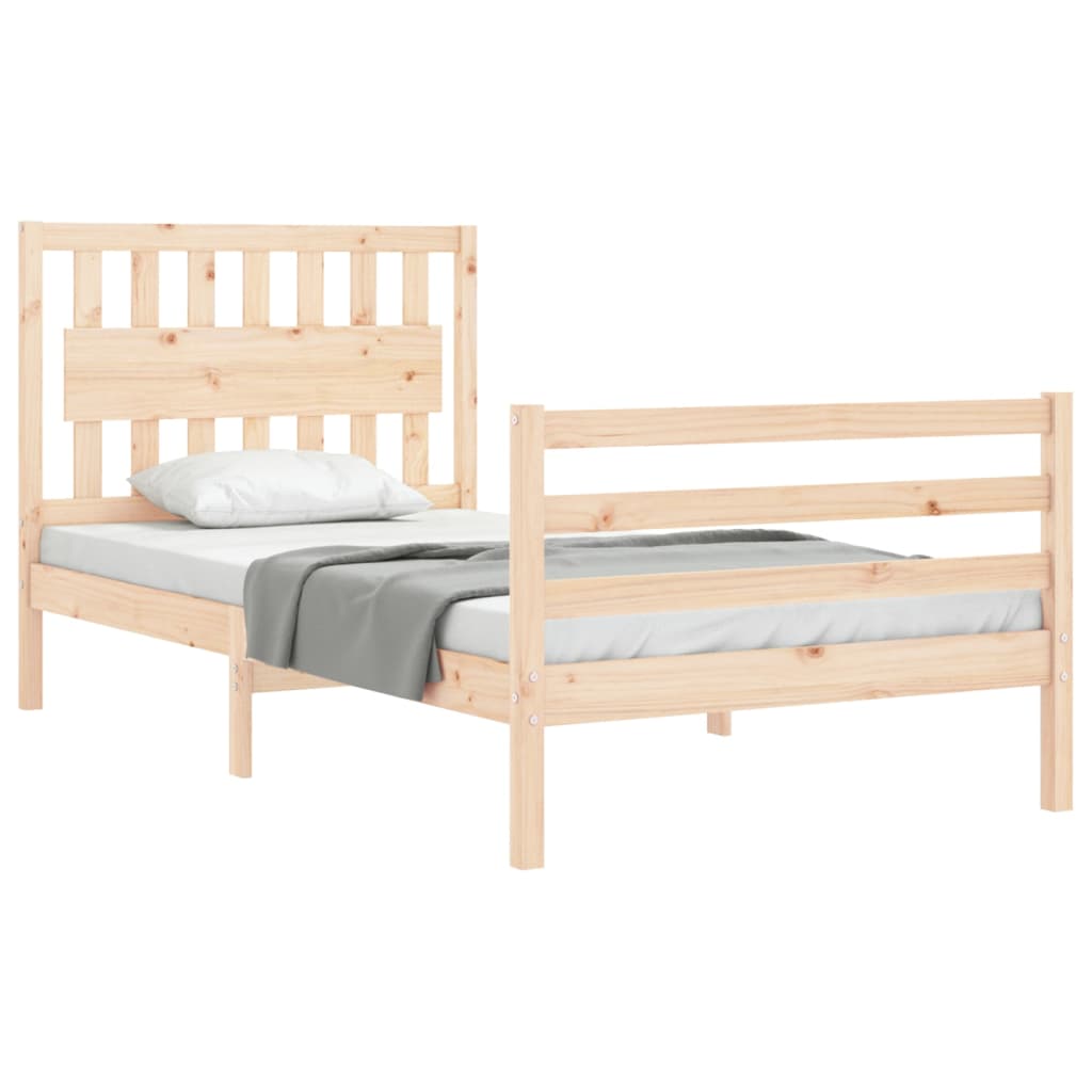 Estrutura de cama com cabeceira 100x200 cm madeira maciça