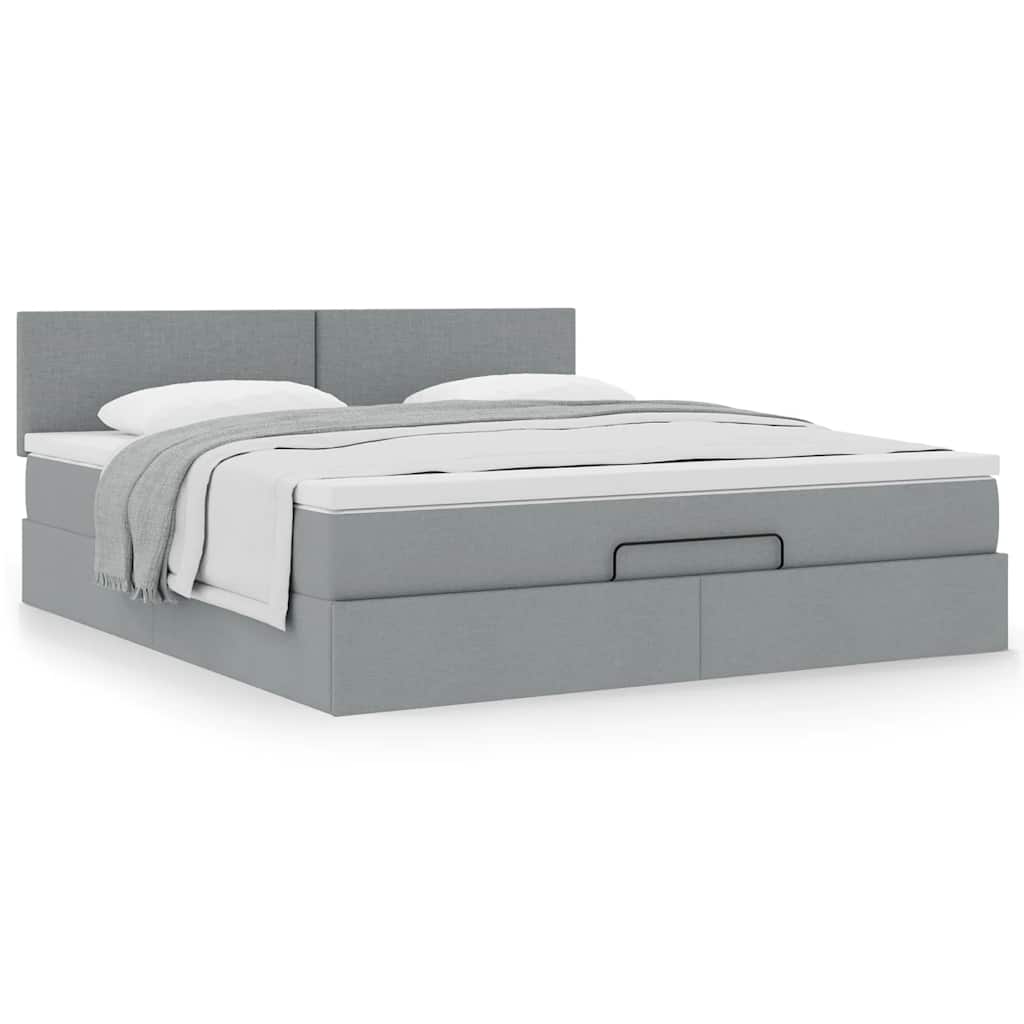 Estrutura de cama otomana com colchão 180x200 cm cinzento claro