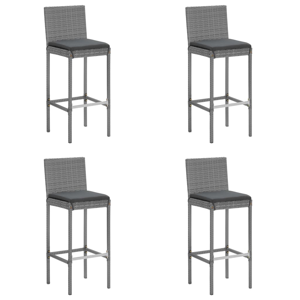 5 Pcs conjunto de bar p/ jardim c/ almofadões vime PE cinzento