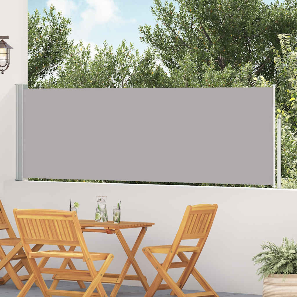 Toldo lateral retrátil para pátio 100x500 cm cinzento