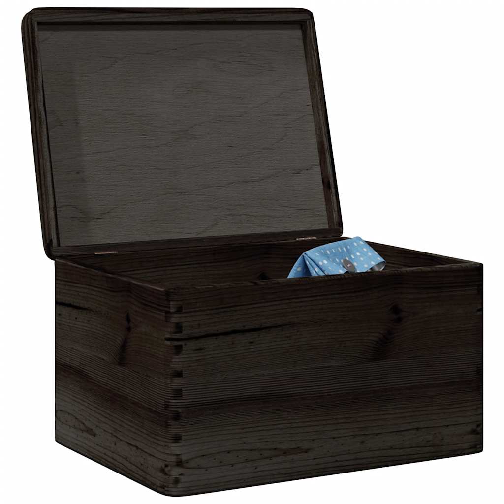 Caixa de madeira tampa preta 40x30x23cm pinho madeira maciça