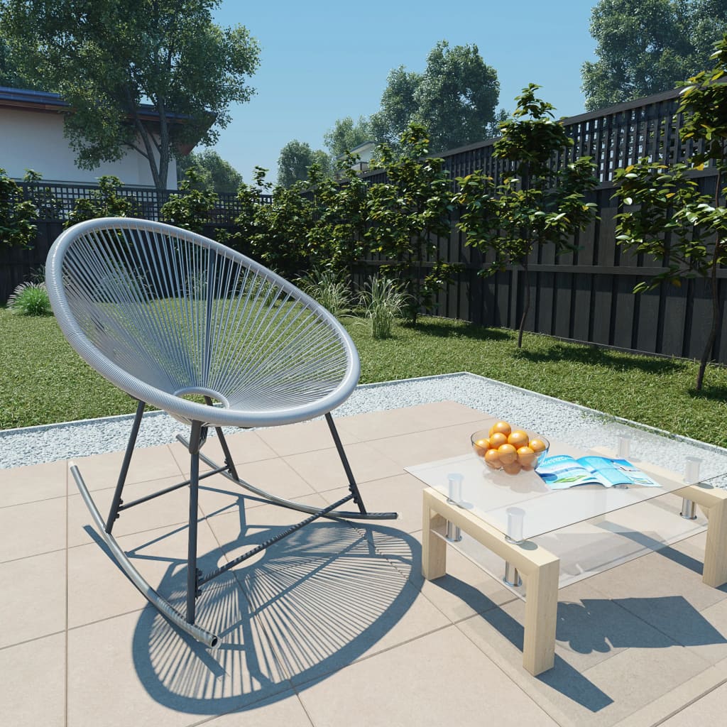 Cadeira de baloiço lua de jardim vime PE cinzento