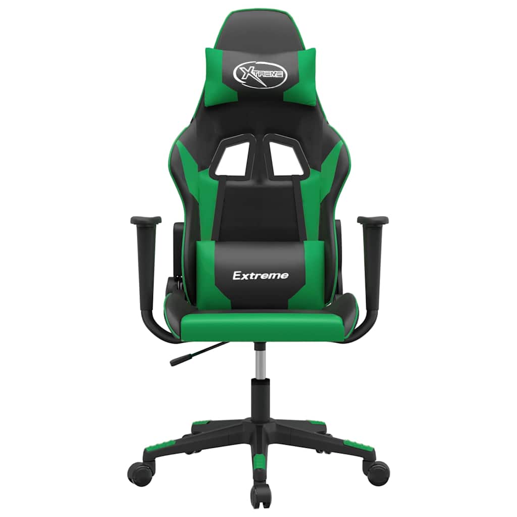 Cadeira gaming couro artificial preto e verde