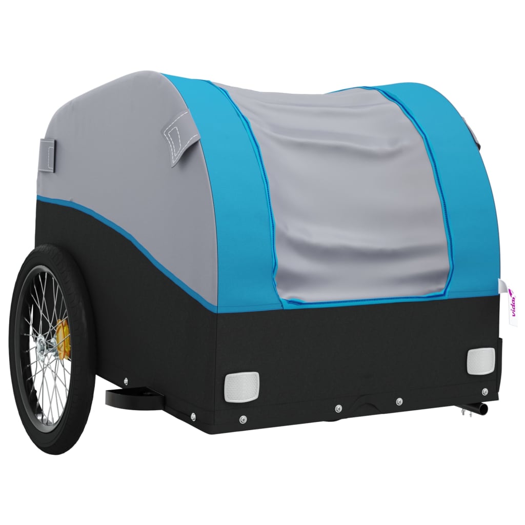 Reboque para bicicleta 45 kg ferro preto e azul