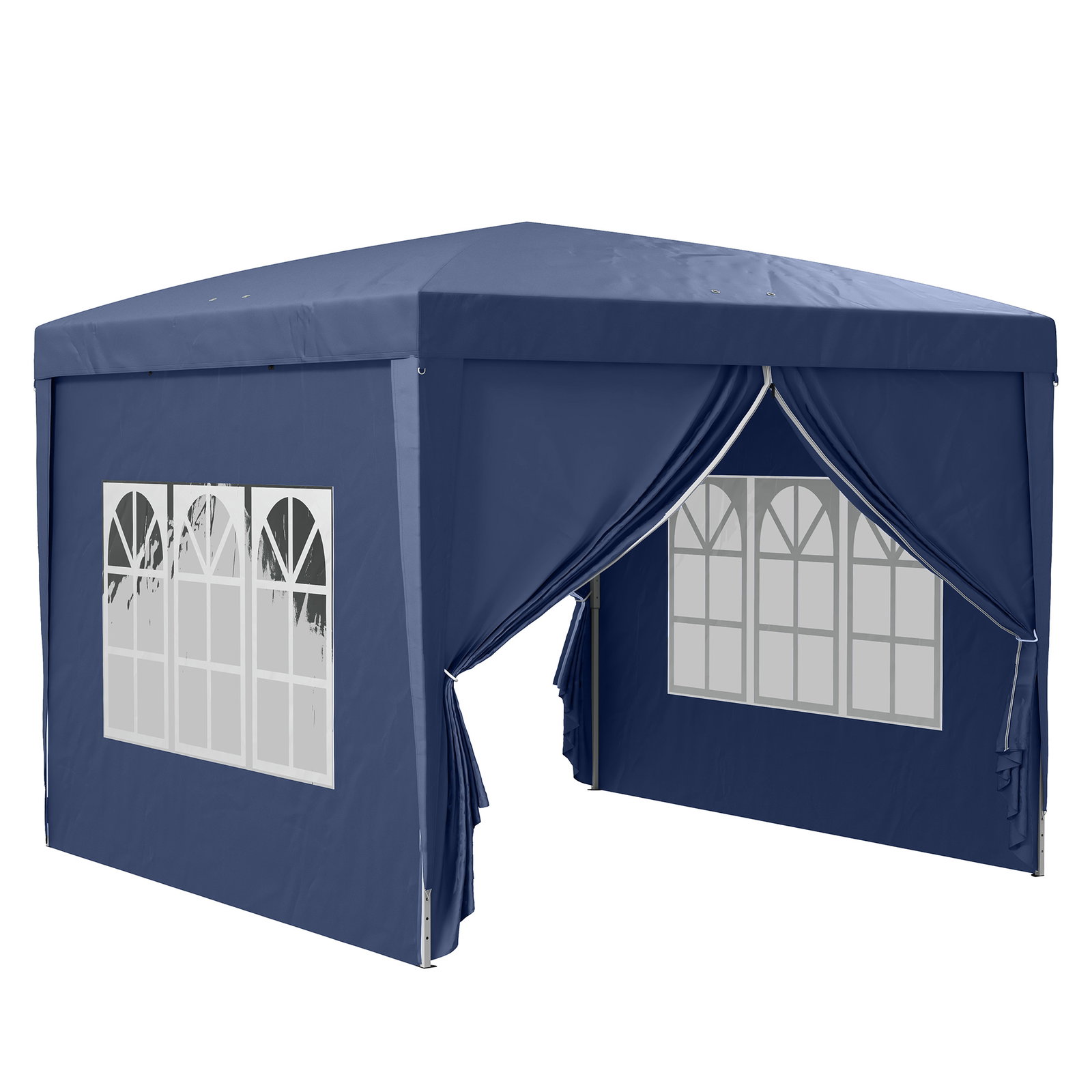 Tenda de jardim com paredes laterais amovíveis janelas porta com zíper e bolsa de transporte 295x295x195-258 cm azul