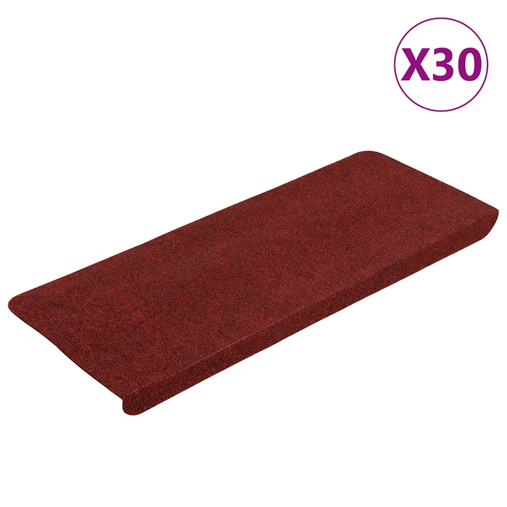 Tapetes de escada adesivos 30 pcs 65x22,5x3,5 cm vermelho