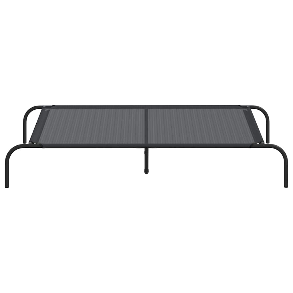 Cama para cães elevada 130x80x20 cm textilene e aço preto
