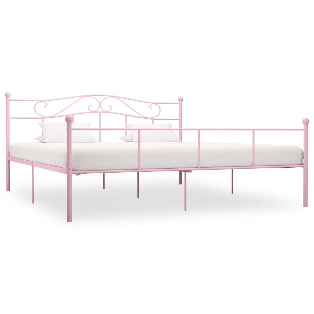 Estrutura de cama 200x200 cm metal rosa