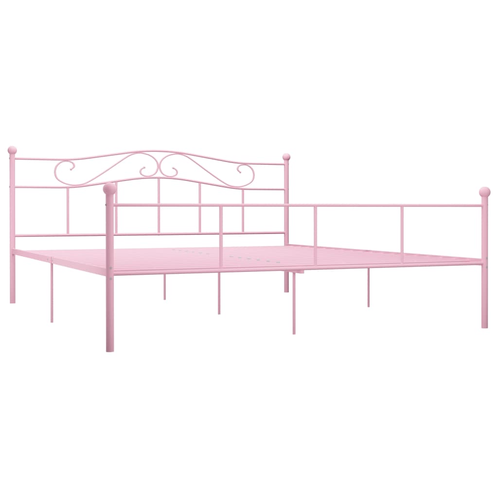 Estrutura de cama 200x200 cm metal rosa