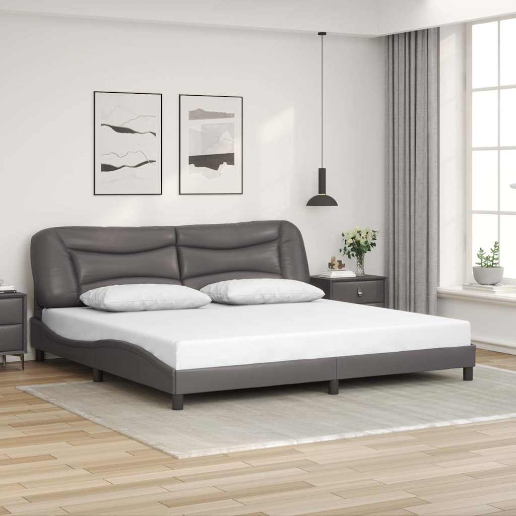 Estrutura de cama sem colchão hvar 200x200cm couro artificial cinzento