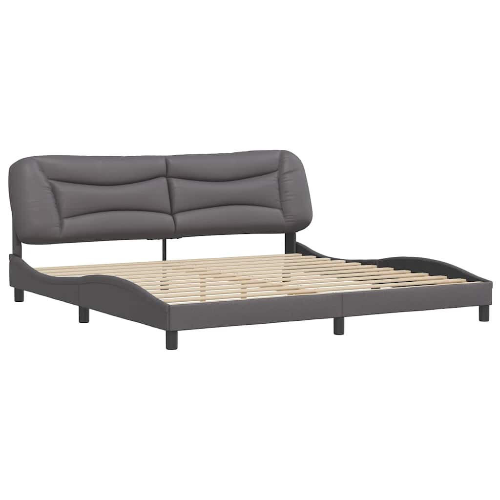 Estrutura de cama sem colchão hvar 200x200cm couro artificial cinzento