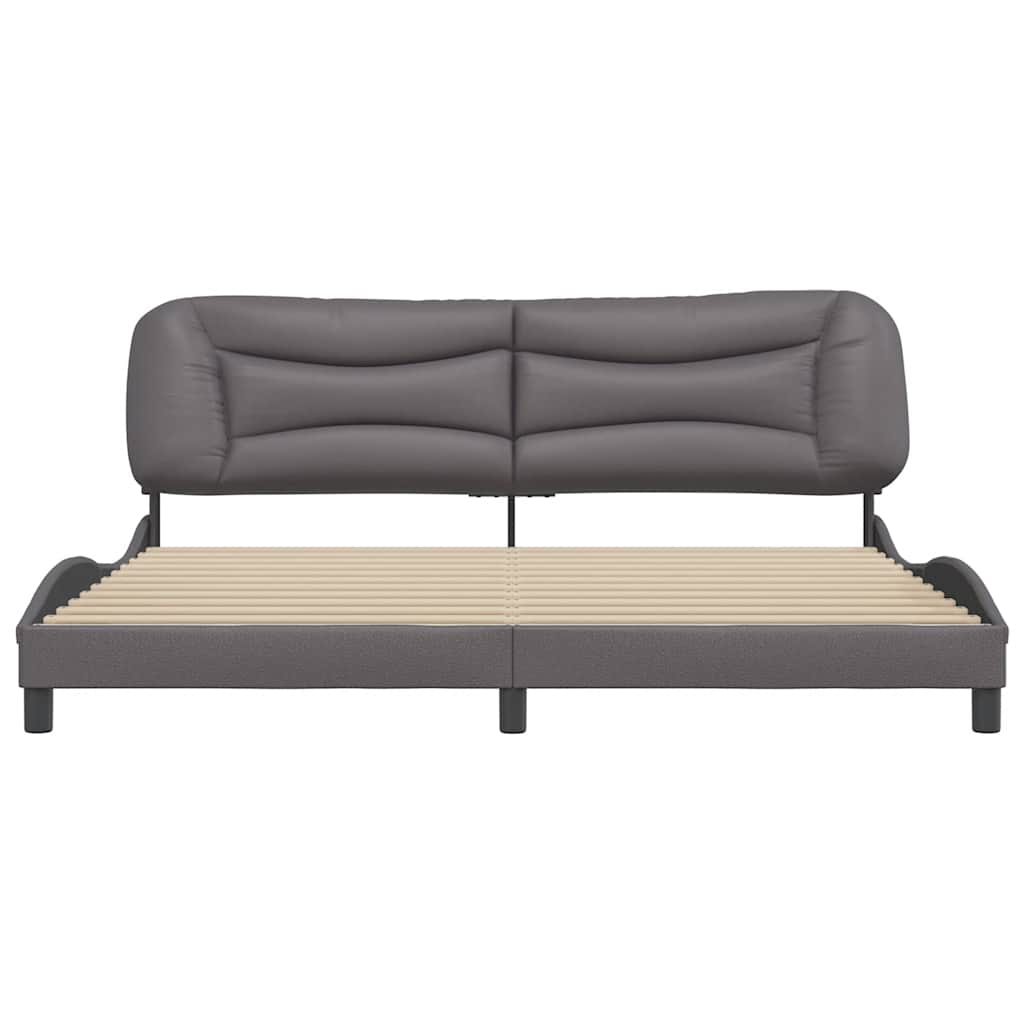 Estrutura de cama sem colchão hvar 200x200cm couro artificial cinzento