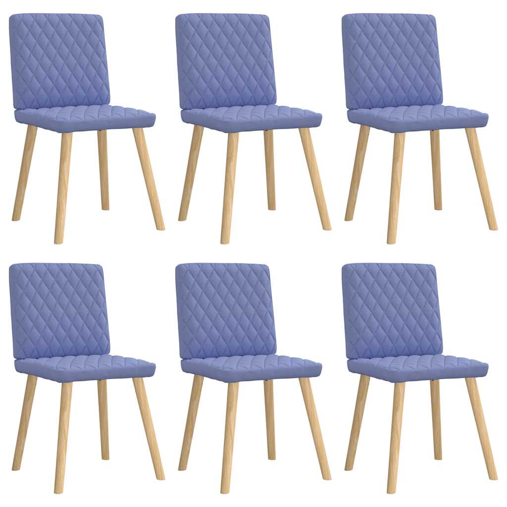 Cadeiras de jantar 6 pcs jeans tecido azul
