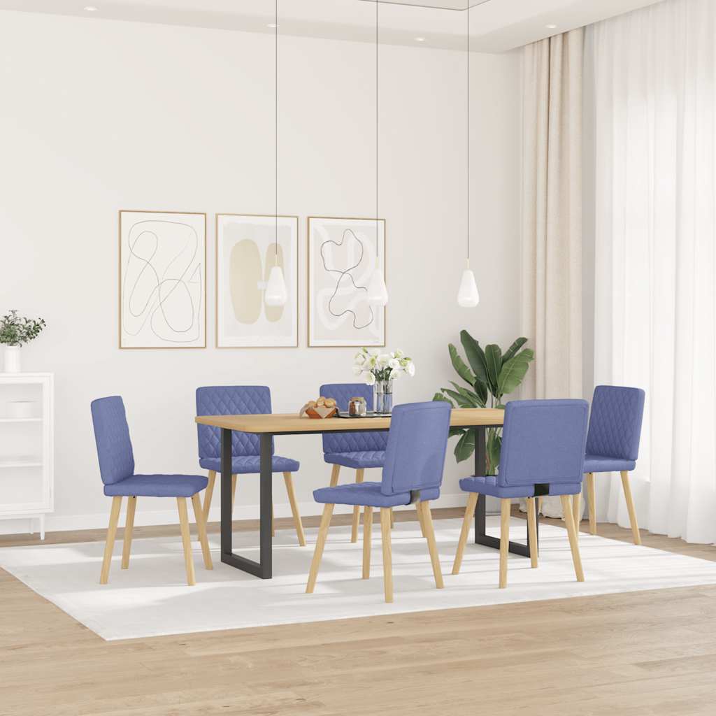 Cadeiras de jantar 6 pcs jeans tecido azul