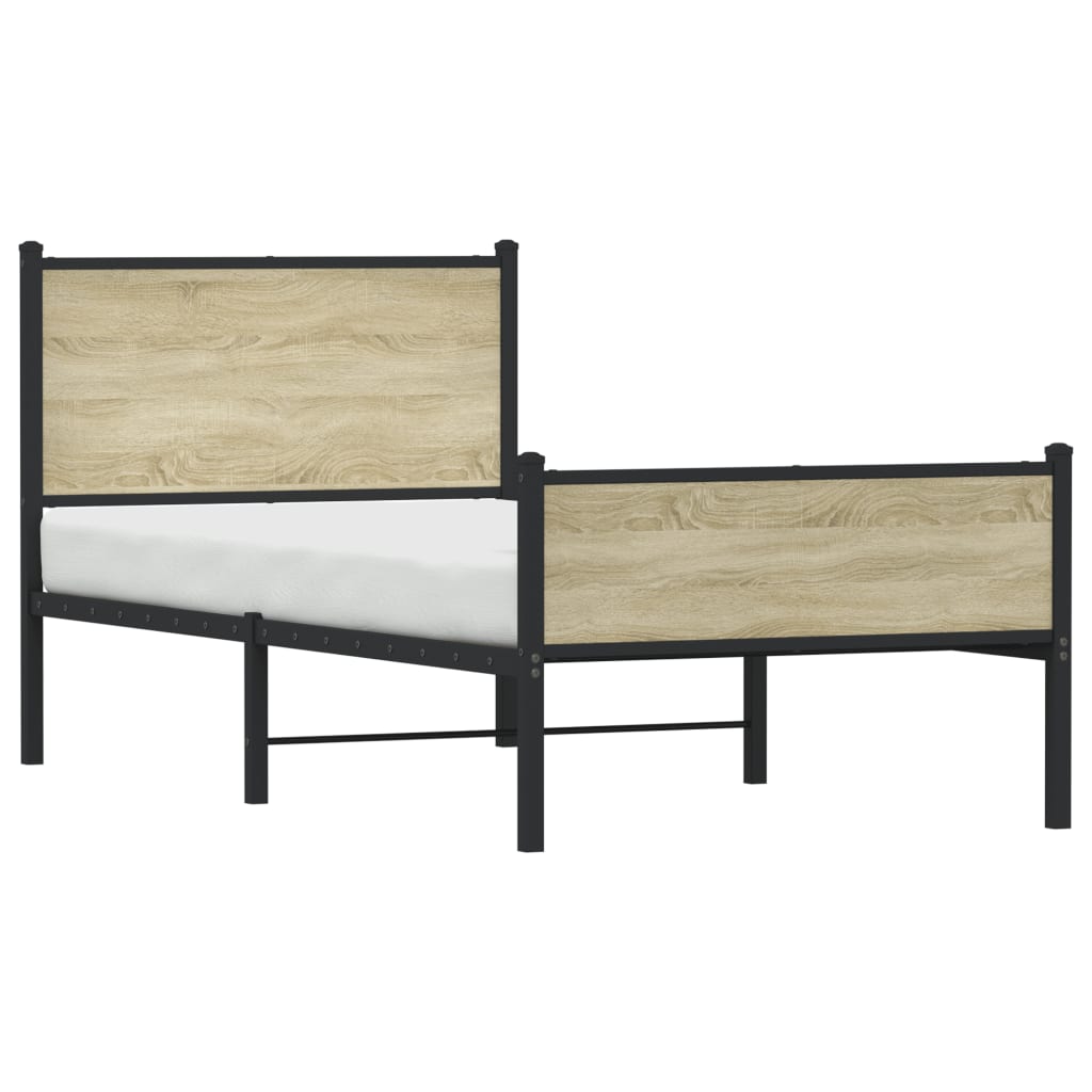 Estrutura de cama sem colchão 80x200 cm metal carvalho sonoma