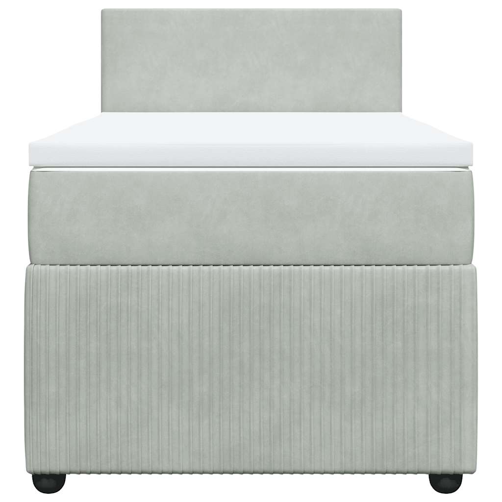Cama com molas/colchão 100x200 cm veludo cinza-claro