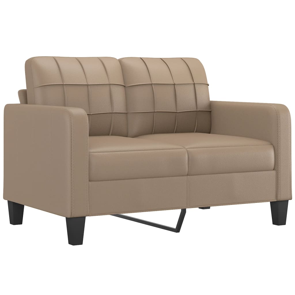 2 Pcs conjunto sofás c/ almofadões couro artif. cor cappuccino