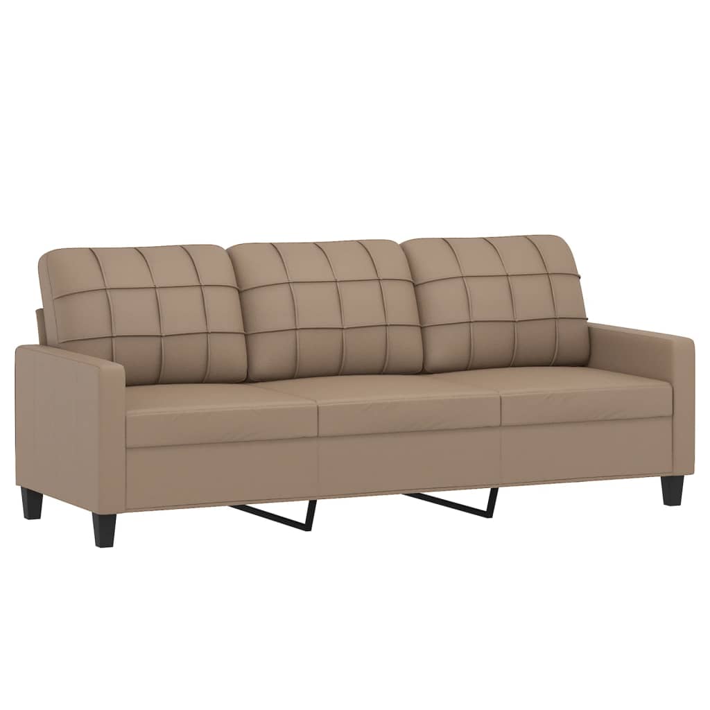 2 Pcs conjunto sofás c/ almofadões couro artif. cor cappuccino