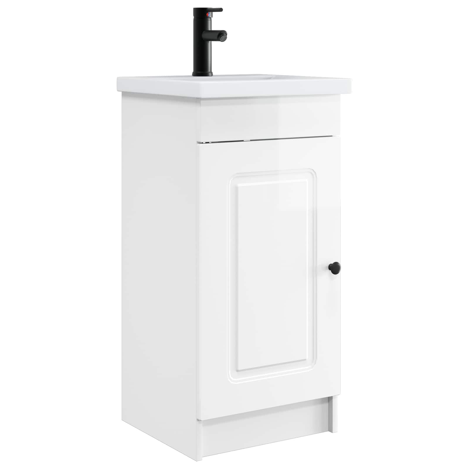 Gabinete de banheiro com pia branco brilhante 42 x 40 x 84,5 cm