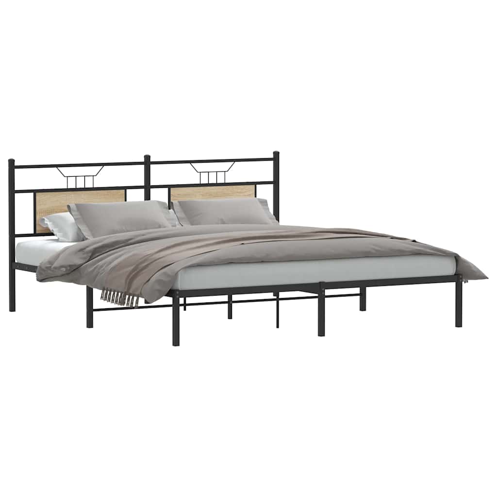 Estrutura de cama sem colchão 183x203 cm carvalho sonoma