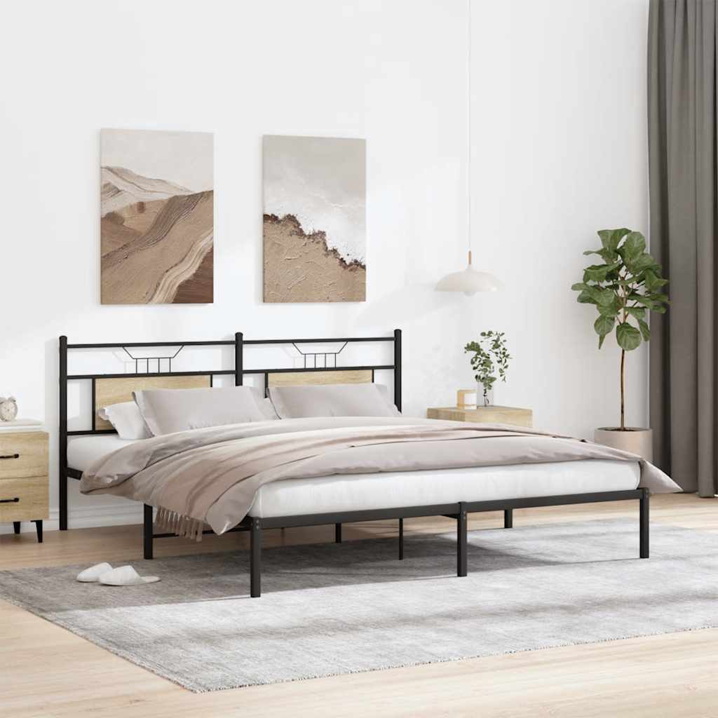 Estrutura de cama sem colchão 183x203 cm carvalho sonoma
