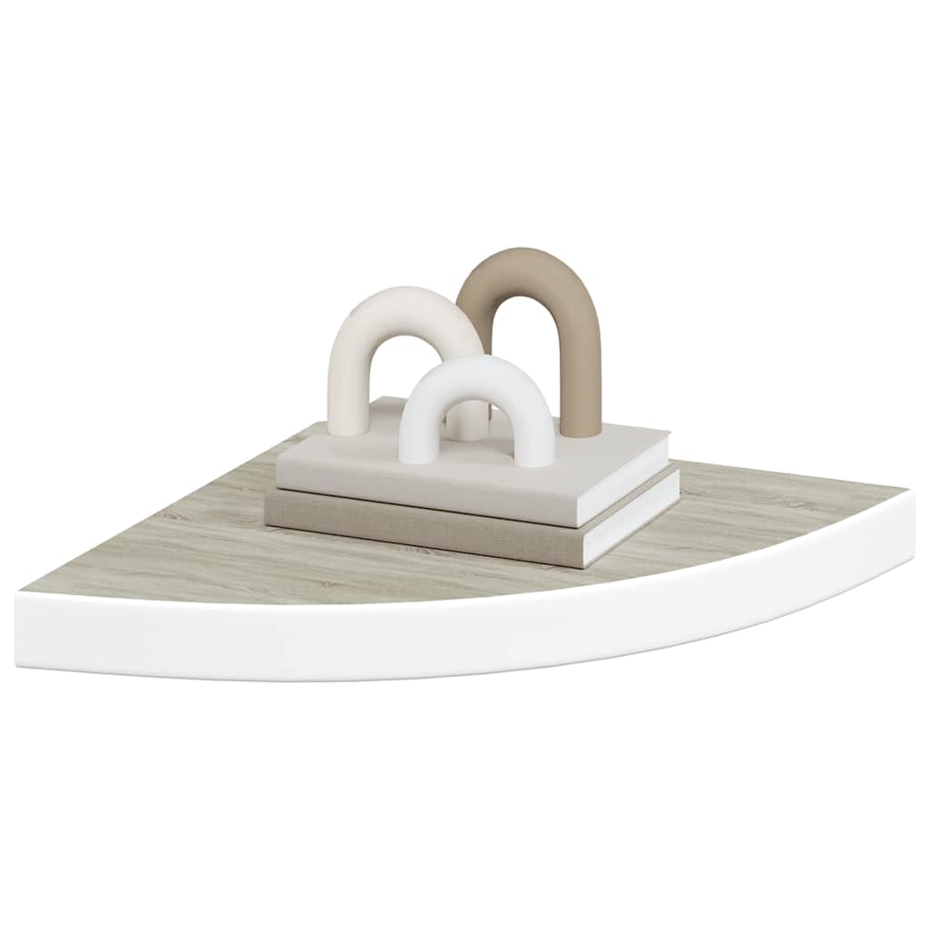 Prateleiras canto parede 4 pcs 35x35x3,8 cm MDF carvalho/branco
