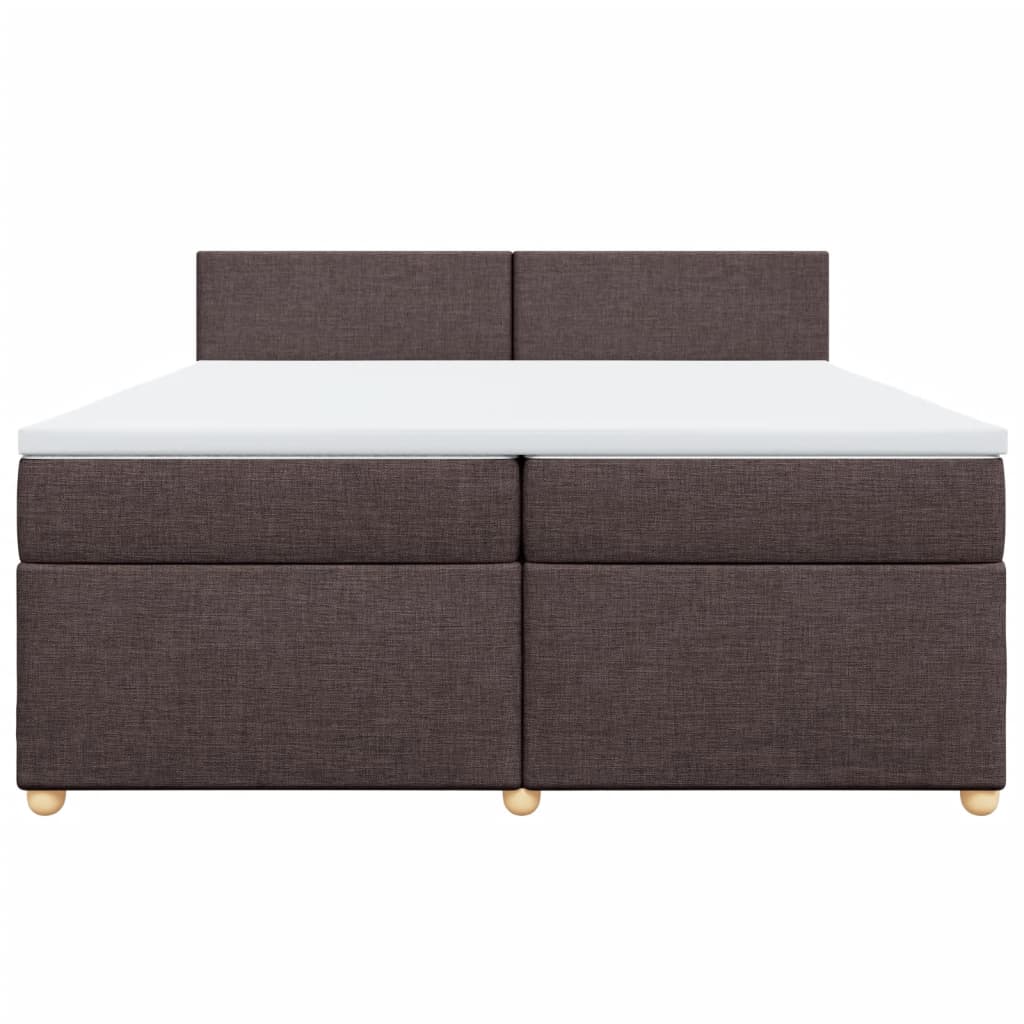 Cama com molas/colchão 200x200 cm tecido castanho-escuro